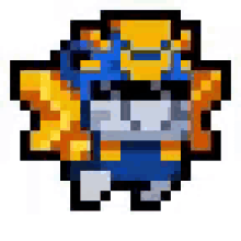 a pixel art of a man wearing sunglasses and a blue jacket .