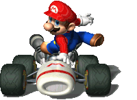 a cartoon of mario driving a race car