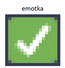 a green square with a white check mark and the word emotika under it