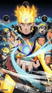 a poster of naruto holding a sphere in his hand