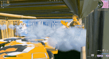 a screenshot of a video game shows smoke coming out of a vehicle