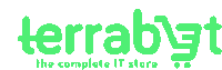 the terrabyte logo is green and white and says the complete it store