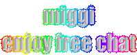 a colorful sign that says ' miggi enjoy free chat ' on it