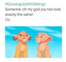 simba and nala from the lion king are standing next to each other .