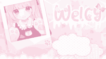 welcy is written on a pink background with a picture of a girl on it