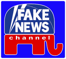 a fake news channel logo with a blue background