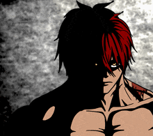 a drawing of a man with red hair and a shadow behind him