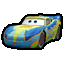 a pixel art drawing of a lightning mcqueen car from the movie cars .