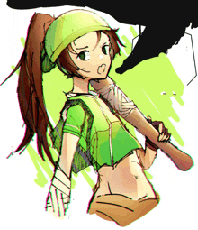 a drawing of a girl holding a baseball bat