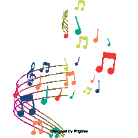 colorful music notes on a white background with the words designed by pngtree