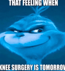 a picture of a cartoon character with the caption that feeling when knee surgery is tomorrow