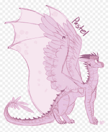 a drawing of a pink dragon with the name pastel written on it