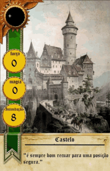 a card with a picture of a castle and the words castelo on it