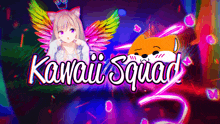 an anime girl with wings and the words kawaii squad on the bottom