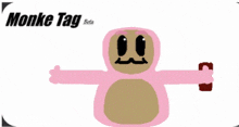 a picture of a pink monkey with the words monke tag beta written on it