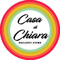 a logo for casa di chiara holiday home with a rainbow background