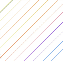 a white background with rainbow colored stripes going diagonally