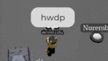 a white speech bubble with hwdp on it