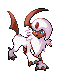 a pixel art drawing of a pokemon with a long tail and wings .