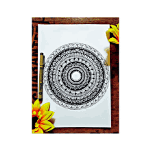 a black and white drawing of a circle with a micron pen