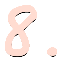 a pink number eight with a shadow and a circle below it