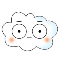 a cartoon drawing of a cloud with big eyes and a face .