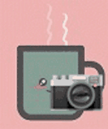 a cup of coffee with a camera in it .