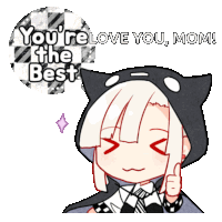 a cartoon girl giving a thumbs up with the words you 're love you mom below her