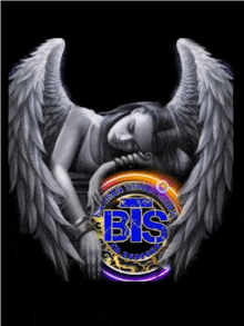 a drawing of a woman with wings and the word bis on it