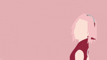 a pink background with a silhouette of a woman with pink hair