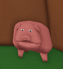 a 3d model of a pig with a serious look on his face