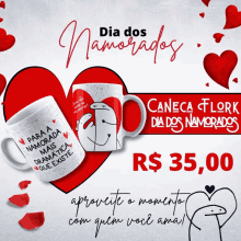 an advertisement for caneca flork dia dos namorados with a heart in the background