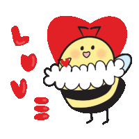 a cartoon of a bee with a heart on its head