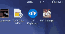 a screenshot of a phone screen with a gif keyboard icon