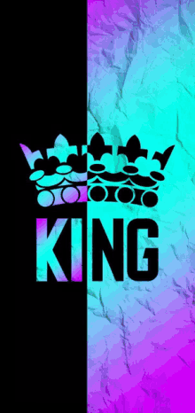 the word king is on a colorful background