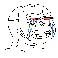 a drawing of a crying face with red eyes