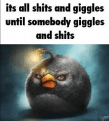 it 's all shits and giggles until somebody giggles and shits angry birds meme