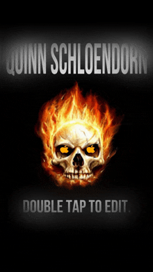 a poster for quinn schloendorn shows a burning skull