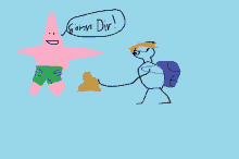 a drawing of patrick star and a turtle that says gainn dir