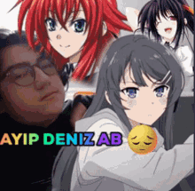 a collage of anime characters with the name ayip deniz ab on the bottom right