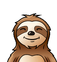 a cartoon drawing of a sloth smiling with its eyes closed