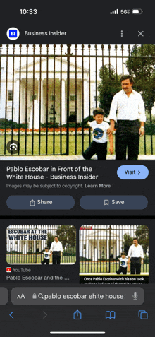 pablo escobar is in front of the white house