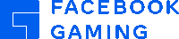 a blue and white facebook gaming logo