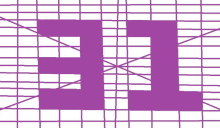 a purple letter e is surrounded by a white grid