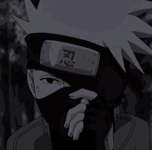 a black and white drawing of a person with a headband that says ninja