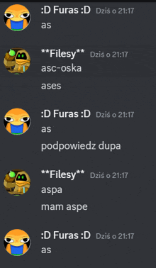 a screenshot of a discord conversation between d furas d and filesy