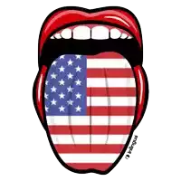 a drawing of a woman 's tongue sticking out with the flag of the united states on it