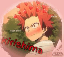 a picture of kirishima from my hero academia with hearts in his hair .