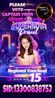 a poster for supernova global season 2 regional knockout top 100 - 15