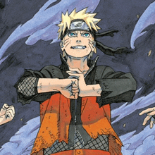 a cartoon drawing of naruto with his hands together